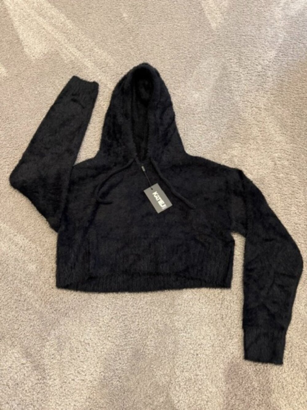 BRAND NEW SUPER SOFT Katie J Black Crop Hoodie; Tween Emery Hoodie Knit